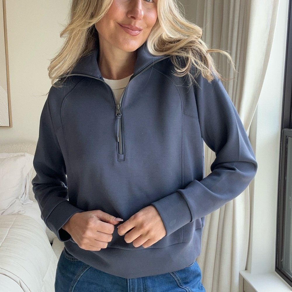 Spanx Air Essentials Half-Zip Sweatshirt in Smoke
